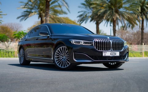 Black BMW 7 Series, 2021 for rent in Dubai