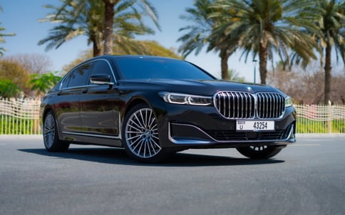 Black BMW 730Li, 2021 for rent in Dubai