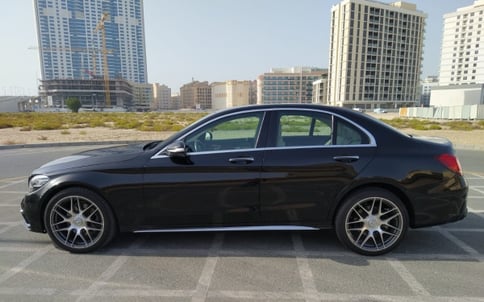 Black Mercedes C300 Class, 2020 for rent in Dubai