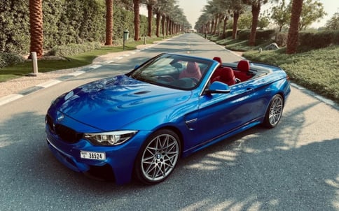 Blue BMW 4 Series cabrio, 2018 for rent in Dubai