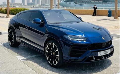 Blue Lamborghini Urus, 2021 for rent in Dubai