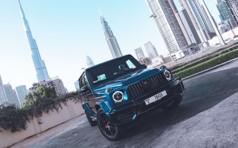 Blue Mercedes G63 Double Night Package, 2021 for rent in Dubai