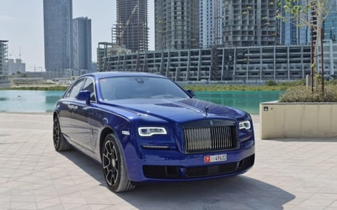 Blue Rolls Royce Ghost Black Badge, 2019 for rent in Dubai