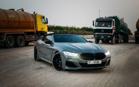 Grey BMW M850 cabrio, 2019 for rent in Dubai