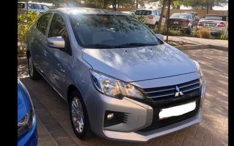 Grey Mitsubishi Attrage, 2021 for rent in Dubai