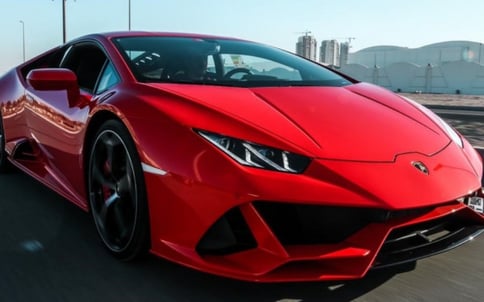 Red Lamborghini Huracan Evo Coupe, 2020 for rent in Dubai