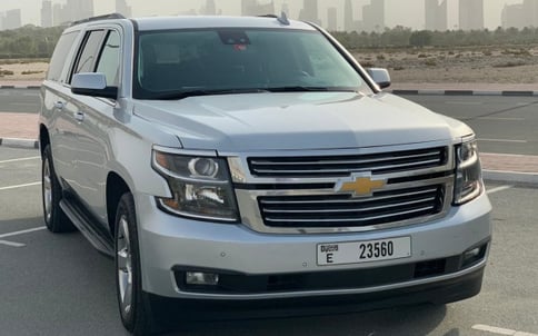 Silver Chevrolet Suburban, 2018 for rent in Dubai