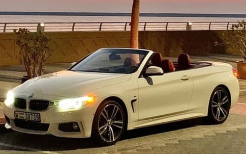 White BMW 435i Convertible, 2018 for rent in Dubai