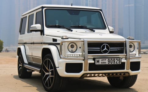 White Mercedes G class, 2016 for rent in Dubai