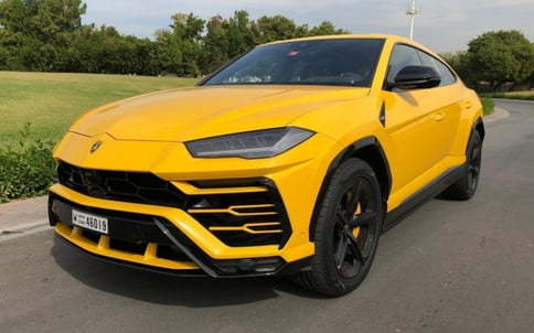 Yellow Lamborghini Urus, 2019 for rent in Dubai