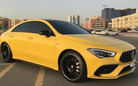 Yellow Mercedes CLA 35AMG, 2021 for rent in Dubai