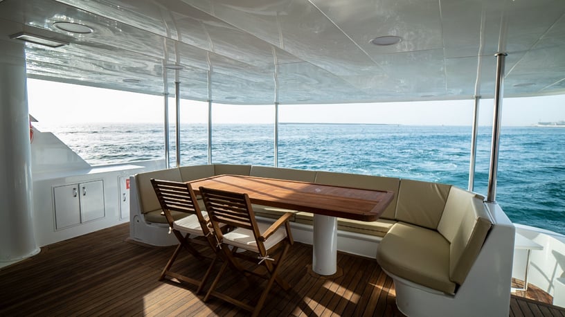 在迪拜 租 Hatteras Poseidon 118 英尺 (36m) 动力船 在迪拜港 5