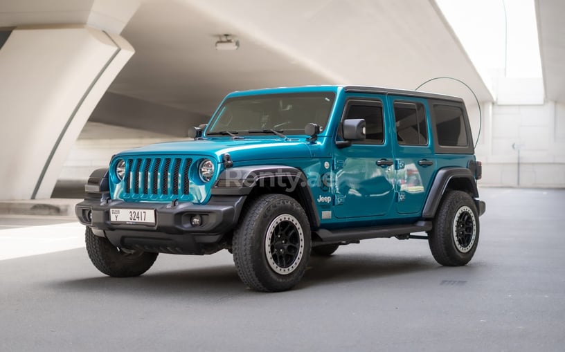 Jeep Wrangler Limited Sport Edition convertible (Blue), 2020 for rent in Sharjah