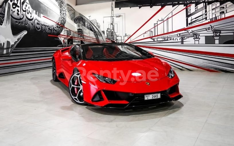 Lamborghini Evo spyder (rojo), 2021 para alquiler en Dubai