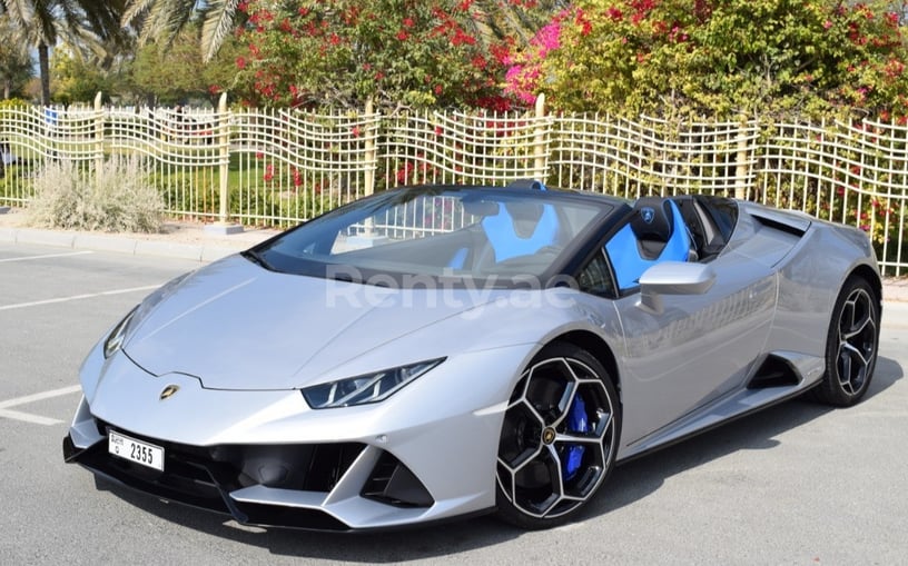 Lamborghini Evo Spyder (Silver), 2021 for rent in Dubai