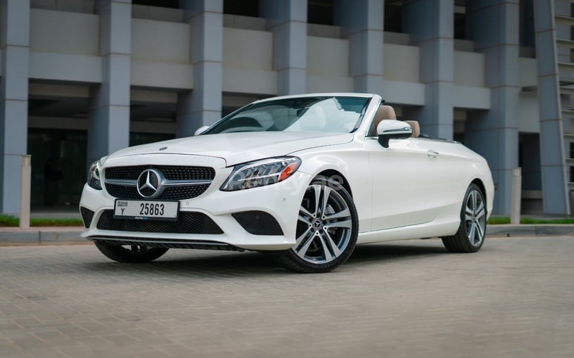 Mercedes C300 cabrio (White), 2021 for rent in Abu-Dhabi