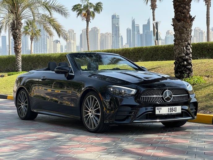 Mercedes AMG E450 convertible (Black), 2022 for rent in Dubai