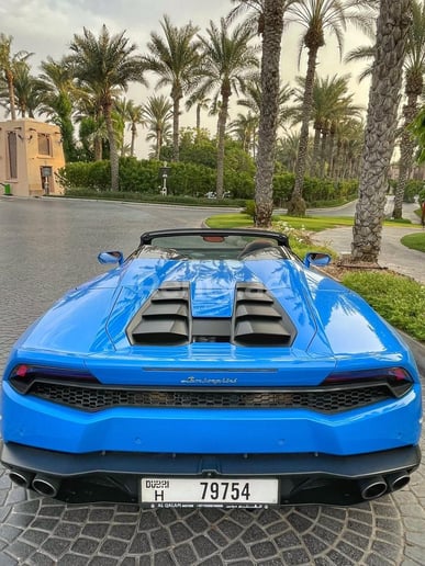 Lamborghini Huracan Spyder (Blue), 2018 for rent in Dubai