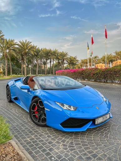 Lamborghini Huracan Spyder (Blue), 2018 for rent in Dubai