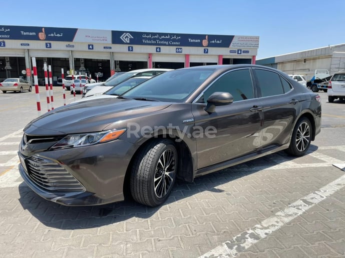 Dubai'de kiralık Toyota Camry Hybrid (Kahverengi), 2019