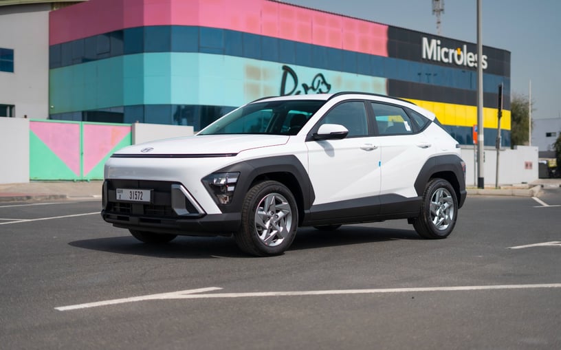 Hyundai Kona (White), 2024 for rent in Abu Dhabi