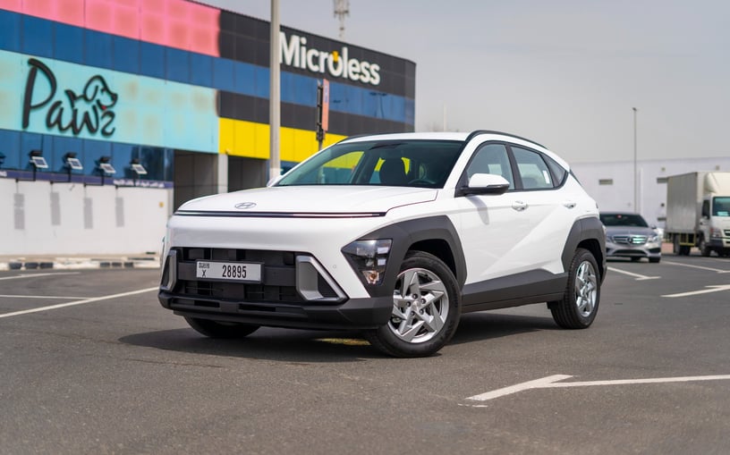 Hyundai Kona (White), 2024 for rent in Abu Dhabi