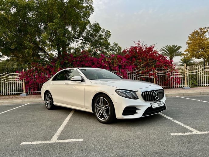 Mercedes E300 (White), 2021 for rent in Dubai 0