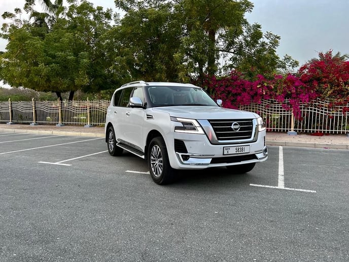 Nissan Patrol Platinium (White), 2022 for rent in Abu Dhabi