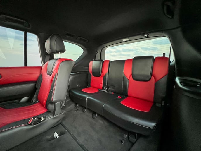 Nissan Patrol V8 with Nismo Bodykit and latest generation interior (White), 2021 for rent in Dubai