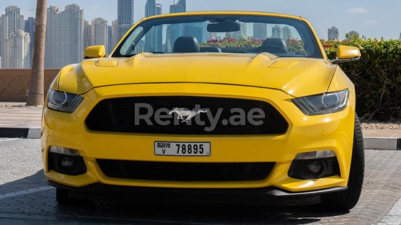 Ford Mustang GT convert. (Yellow), 2017 for rent in Dubai