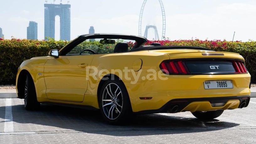Ford Mustang GT convert. (Yellow), 2017 for rent in Dubai
