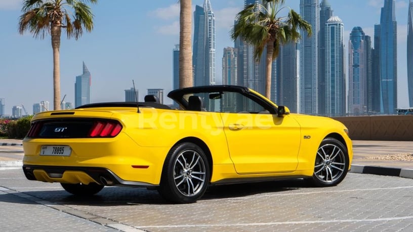 Ford Mustang GT convert. (Yellow), 2017 for rent in Dubai