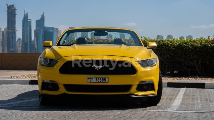 Ford Mustang GT convert. (Yellow), 2017 for rent in Dubai