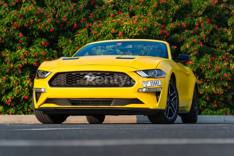 Ford Mustang cabrio (Yellow), 2018 for rent in Sharjah