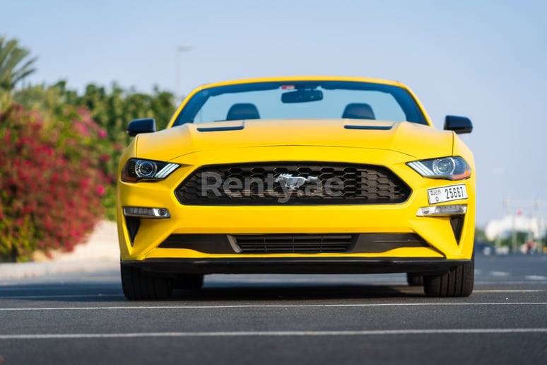 Ford Mustang cabrio (Yellow), 2018 for rent in Sharjah