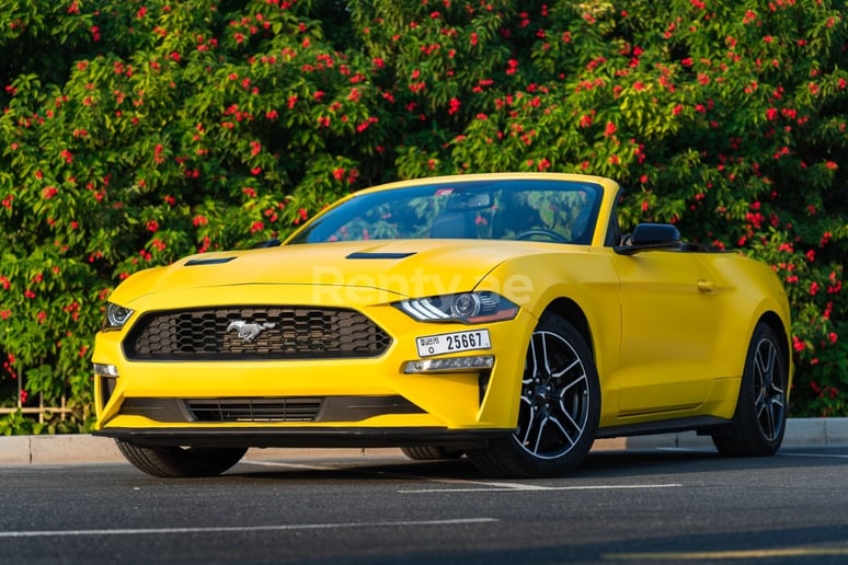 Ford Mustang cabrio (Yellow), 2018 for rent in Sharjah