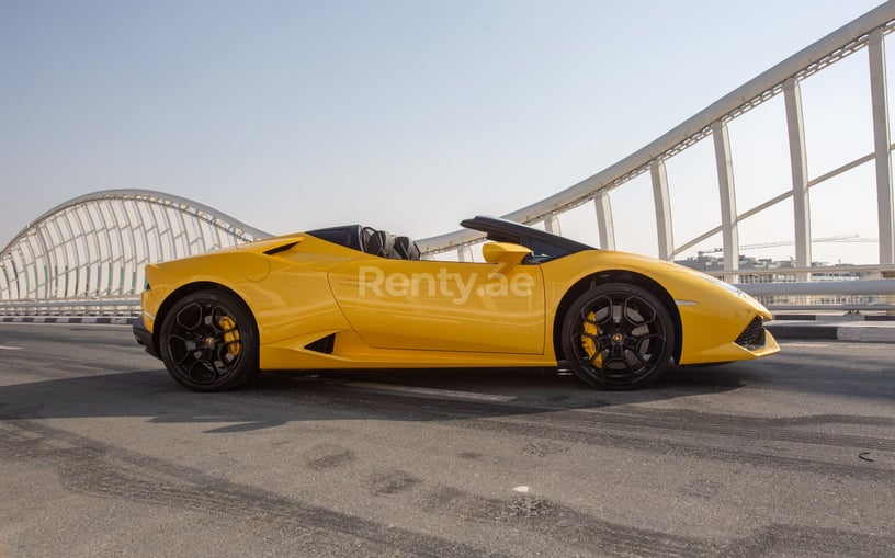 Lamborghini Huracan Spyder (Yellow), 2021 for rent in Abu Dhabi