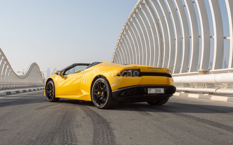 Lamborghini Huracan Spyder (Yellow), 2021 for rent in Abu Dhabi
