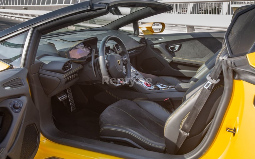Lamborghini Huracan Spyder (Yellow), 2021 for rent in Abu Dhabi