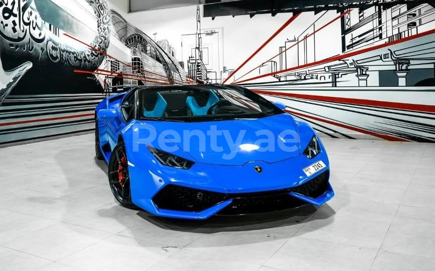 Rent a Lamborghini Huracan spyder (Blue), 2018 ID-03556, in Dubai 