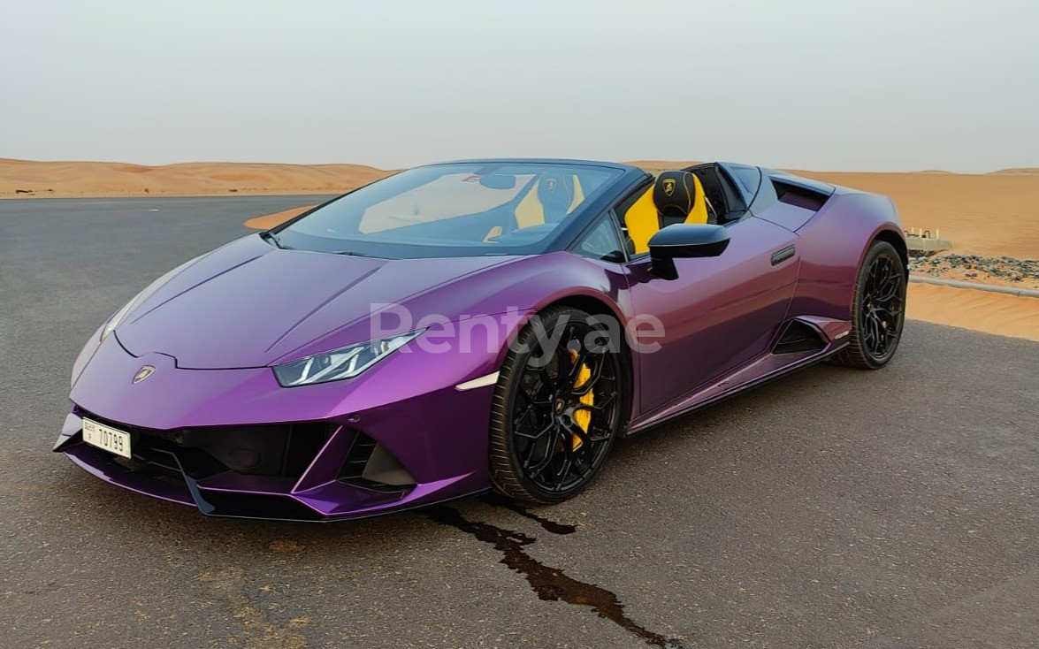 Alquila un Lamborghini Evo Spyder (Morado), 2021 ID-04956, en Dubai -  