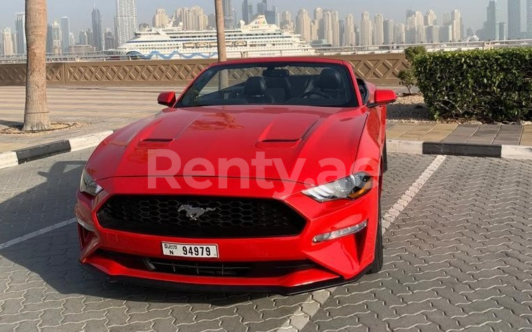 Red Ford Mustang cabrio, 2020 for rent in Dubai