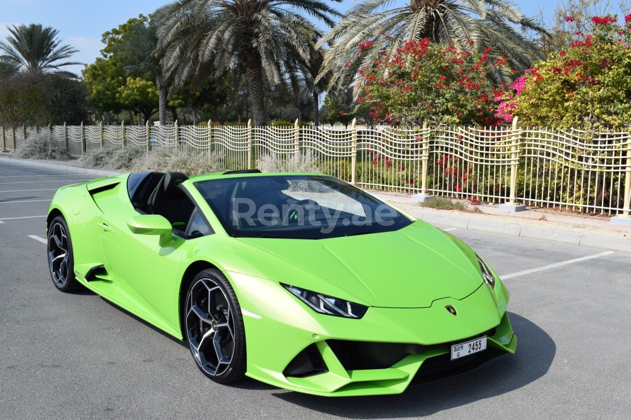 Rent a Lamborghini Evo Spyder (Green), 2021 ID-03022, in Dubai 