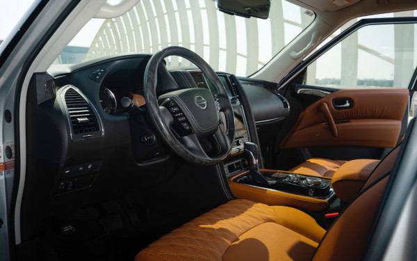 Beige Nissan Patrol V8 Platinum, 2021 for rent in Dubai 3