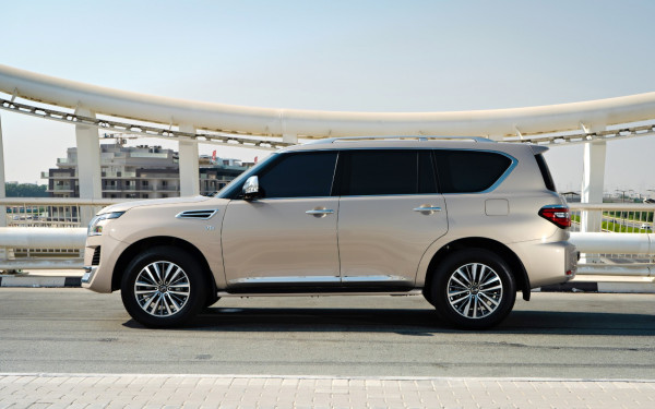 Beige Nissan Patrol V8 Platinum, 2021 for rent in Dubai 4