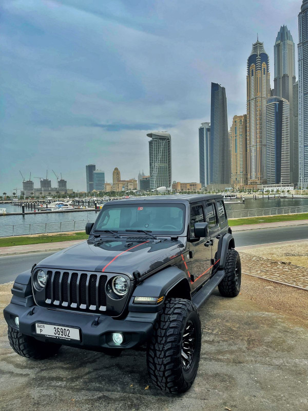 Black Jeep Wrangler, 2021 for rent in Dubai 3