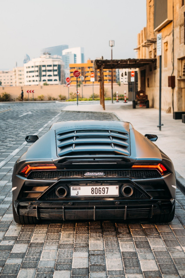 Black Lamborghini Evo, 2020 for rent in Dubai 3
