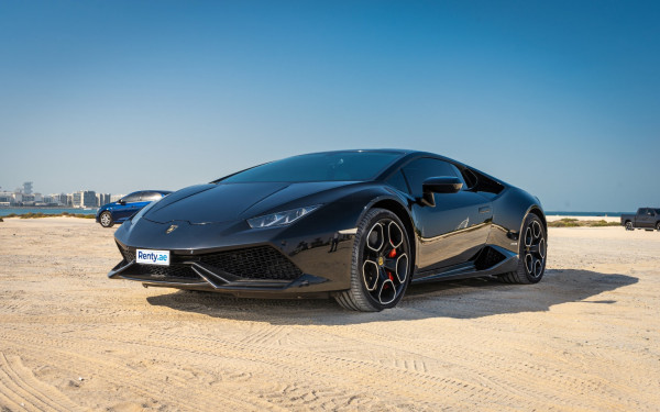 Black Lamborghini Huracan, 2016 for rent in Dubai 1