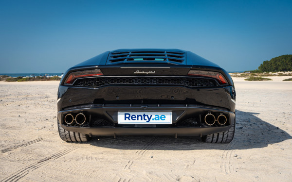 Black Lamborghini Huracan, 2016 for rent in Dubai 3