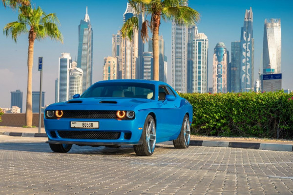 Blue ZZZ Dodge Challenger, 2018 for rent in Dubai 0